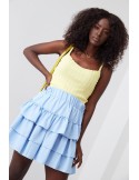 Smooth skirt with ruffles, blue 40130 - Online store - Boutique